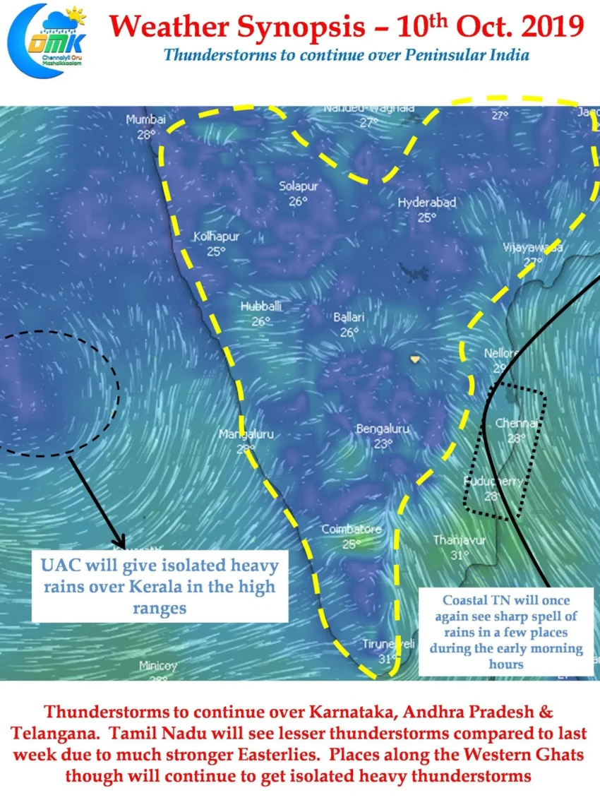 Thunderstorms over South India